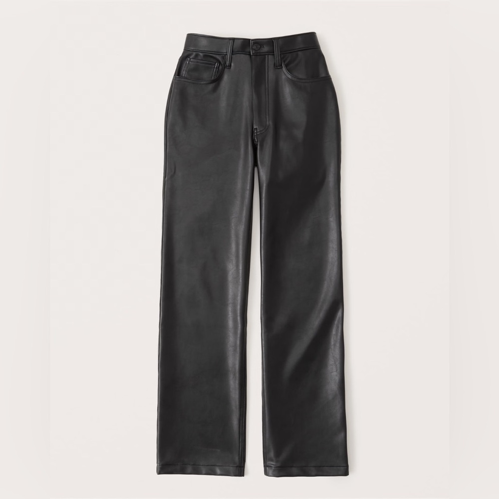 Abercrombie & Fitch The 90’s Straight Ultra High Rise Faux Leather Pants 30W 10L